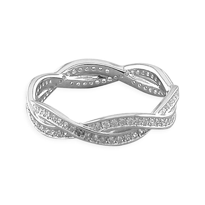 Silver Cubic Zirconia hoop Ring complete with presentation box