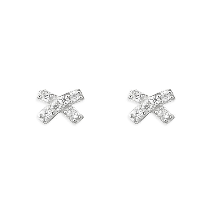Silver Cubic Zirconia stud earrings complete with presentation box
