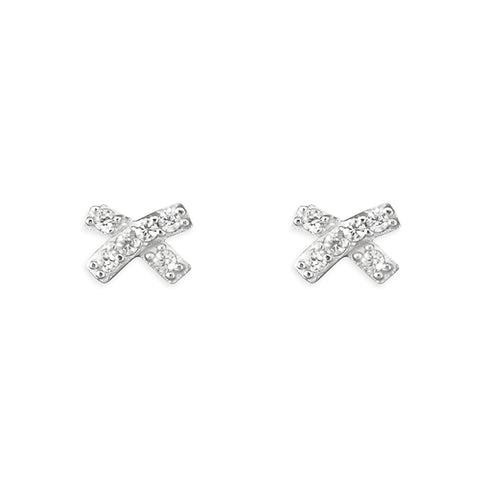 Silver Cubic Zirconia stud earrings complete with presentation box