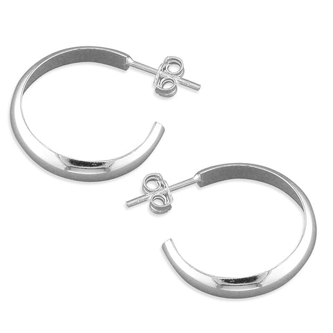 Silver hoop earrings complete with presentation box
