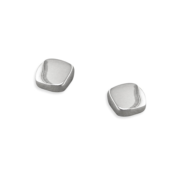 Silver plain stud earrings complete with presentation box