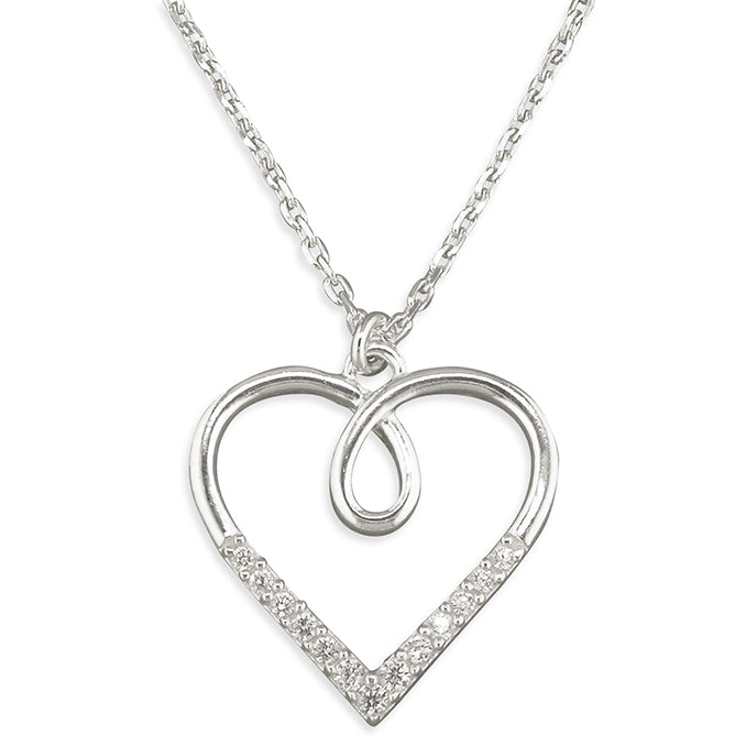 Silver Cubic Zirconia pendant and chain complete with presentation box