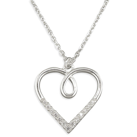Silver Cubic Zirconia pendant and chain complete with presentation box