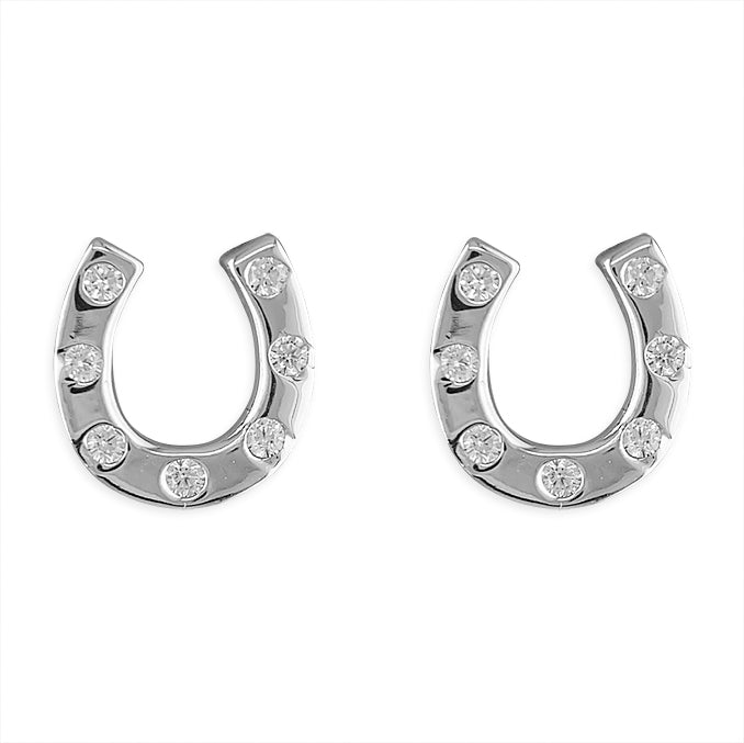 Silver Cubic Zirconia stud earrings complete with presentation box