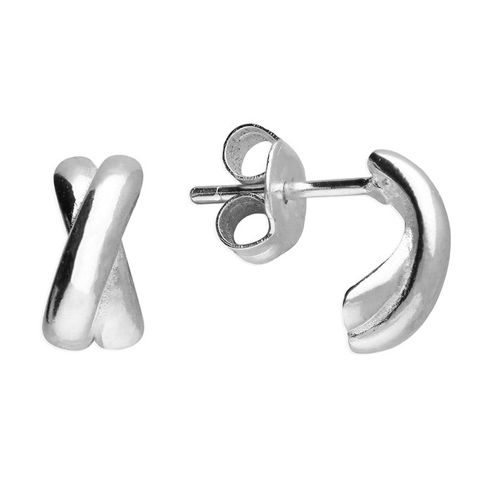 Silver plain stud earrings complete with presentation box