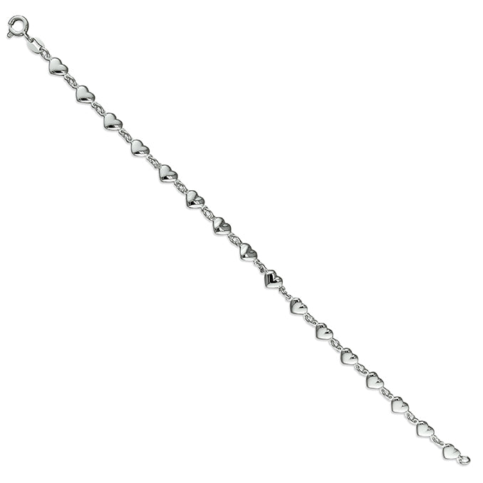 Silver Puff Hearts Link Bracelet complete with presentation box