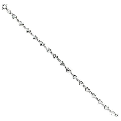 Silver Puff Hearts Link Bracelet complete with presentation box