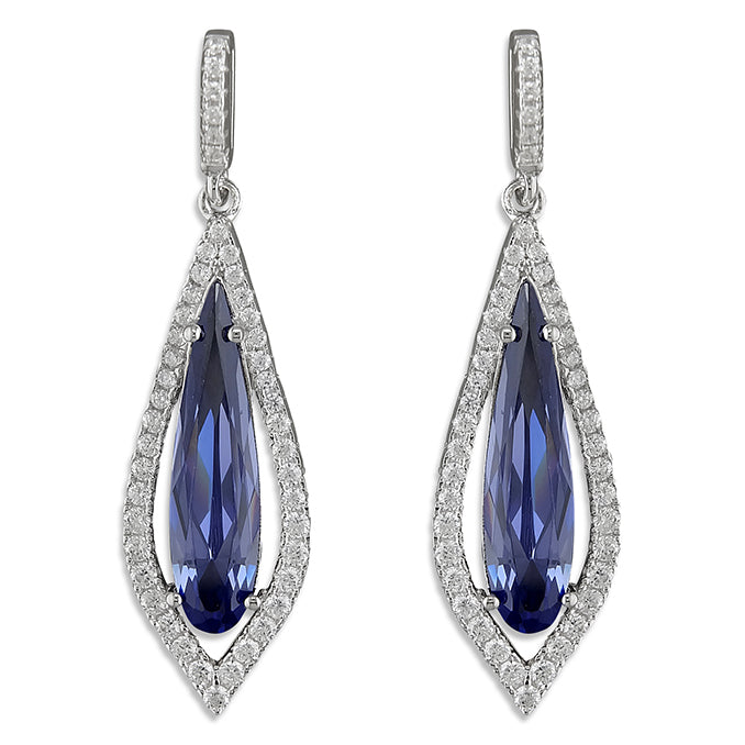 Silver Cubic Zirconia drop earrings complete with presentation box