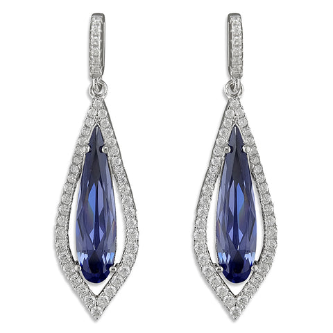 Silver Cubic Zirconia drop earrings complete with presentation box
