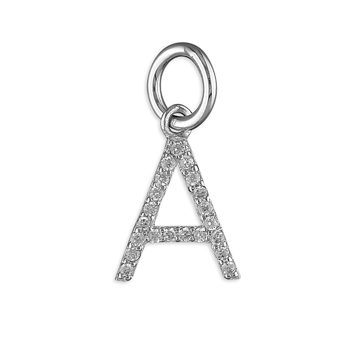 Silver Cubic Zirconia Initial A pendant and chain complete with presentation box