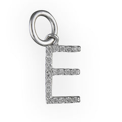 Silver Cubic Zirconia Initial E pendant and chain complete with presentation box