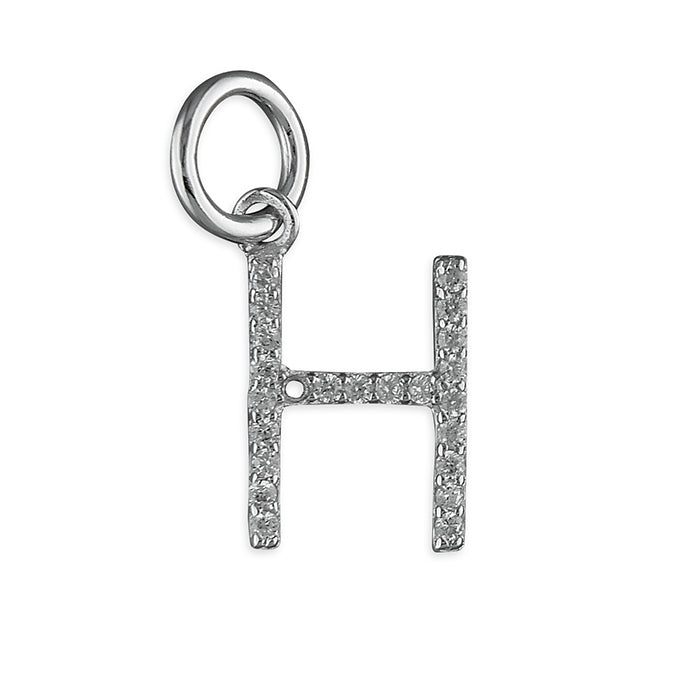 Silver Cubic Zirconia Initial H pendant and chain complete with presentation box