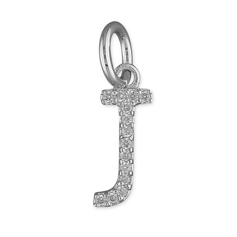 Silver Cubic Zirconia Initial J pendant and chain complete with presentation box