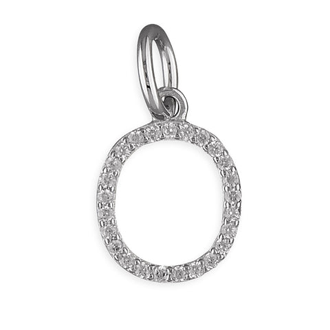 Silver Cubic Zirconia Initial O pendant and chain complete with presentation box