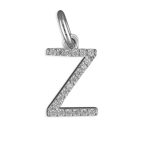 Silver Cubic Zirconia Initial Z pendant and chain complete with presentation box