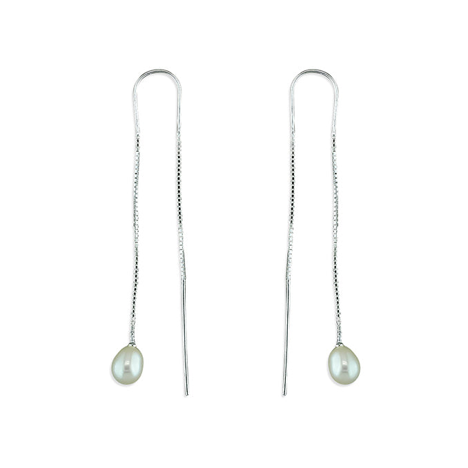 Silver Freshwater Pearl drop earrings complete with presentation box