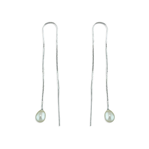 Silver Freshwater Pearl drop earrings complete with presentation box