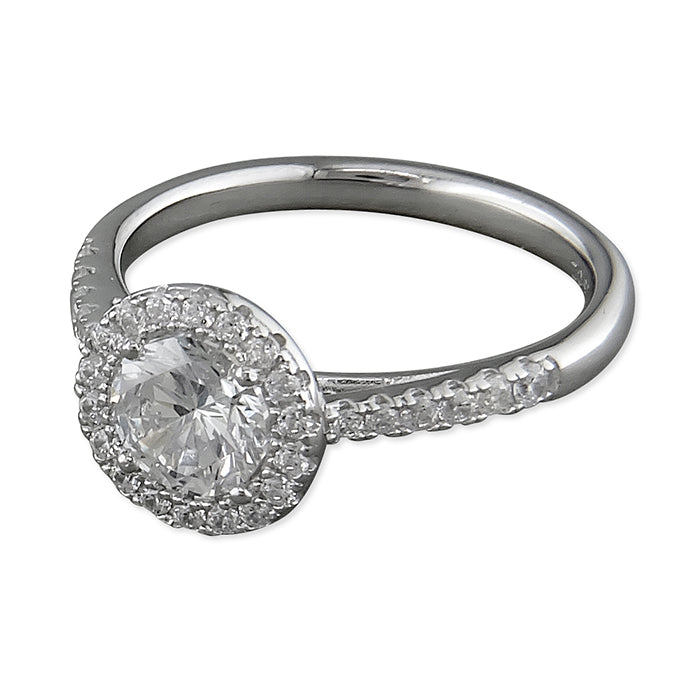 Silver Cubic Zirconia Cluster Ring complete with presentation box