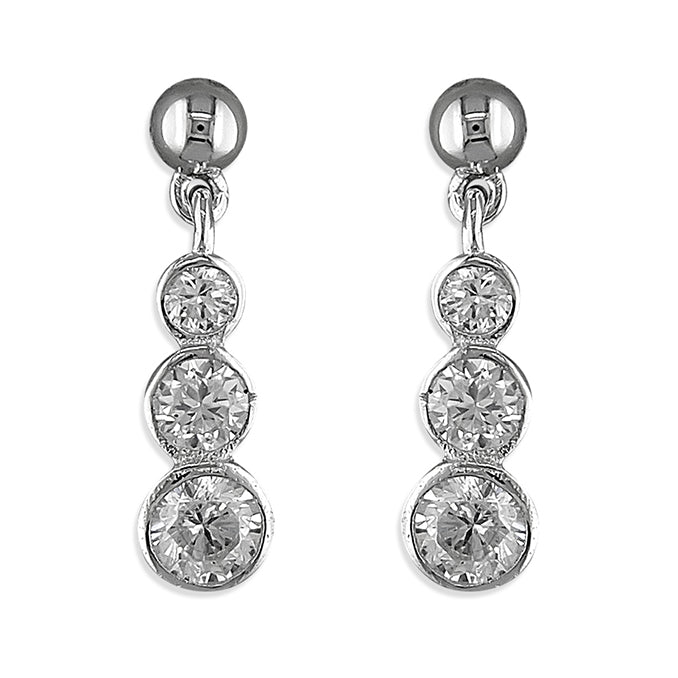 Silver Cubic Zirconia drop earrings complete with presentation box