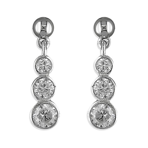 Silver Cubic Zirconia drop earrings complete with presentation box