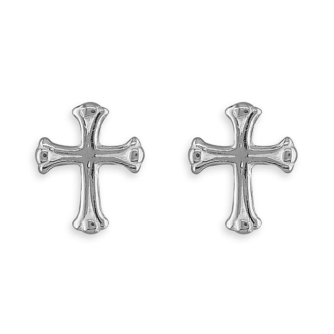 Silver Cross stud earring complete with presentation box