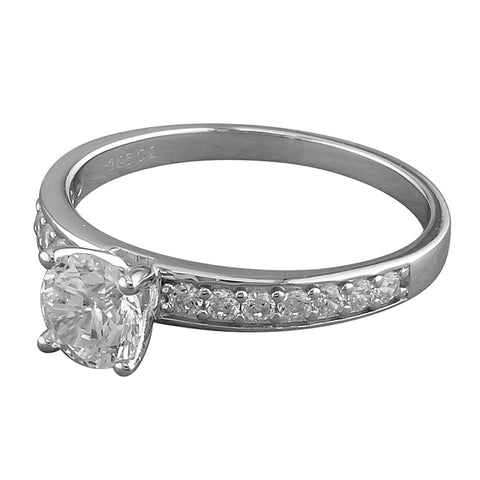 Silver Cubic Zirconia Solitaire Ring complete with presentation box