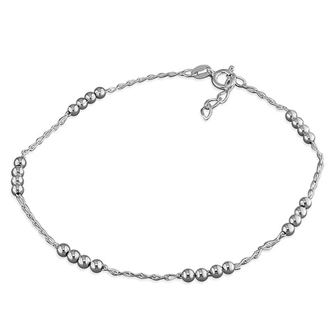 Silver Bead and Chain Anklet complete with presentation box