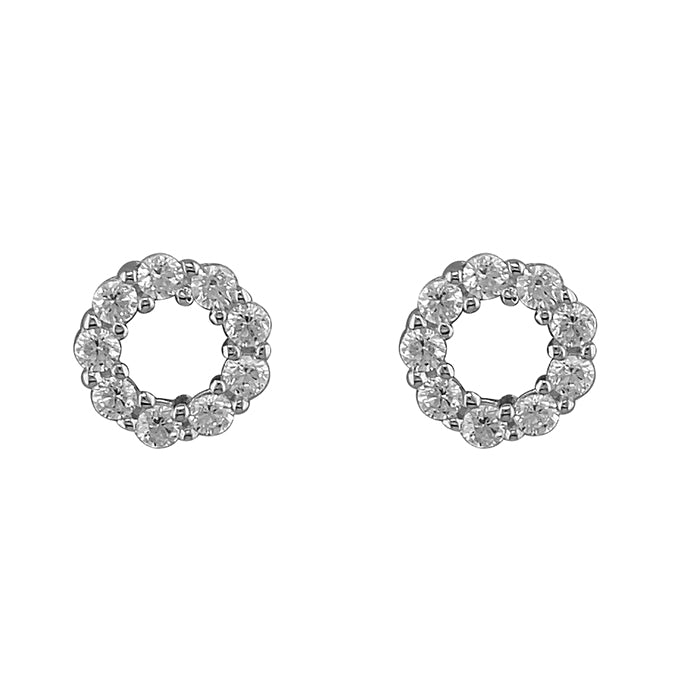 Silver Cubic Zirconia stud earrings complete with presentation box