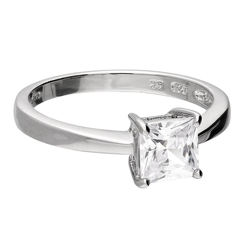 Silver Cubic Zirconia Solitaire Ring complete with presentation box