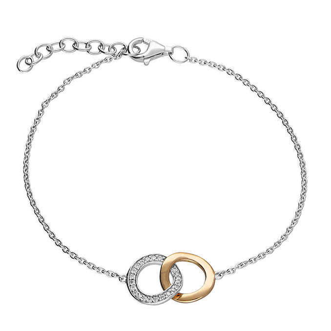 Silver Two Colour Double Circle link Bracelet complete with presentation box