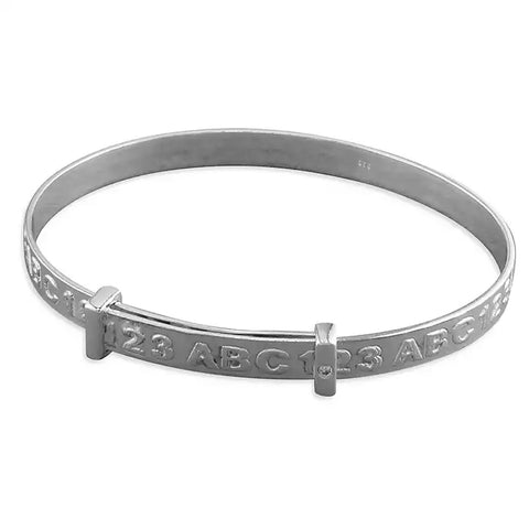Silver expanding childs bangle complete with presentation box