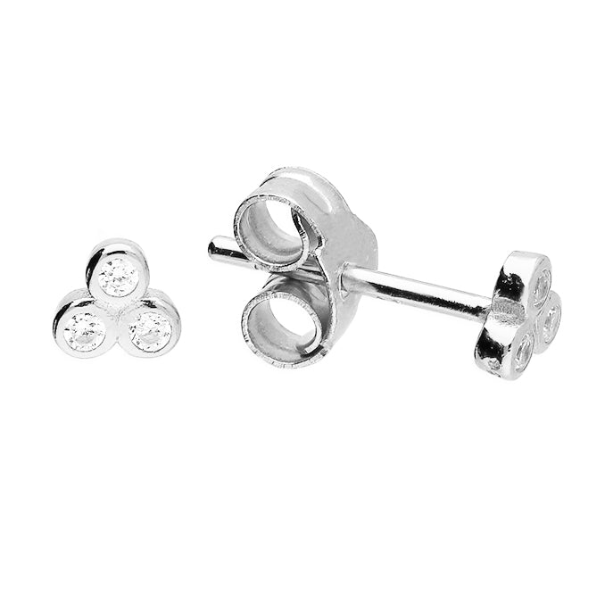 Silver Cubic Zirconia stud earrings complete with presentation box