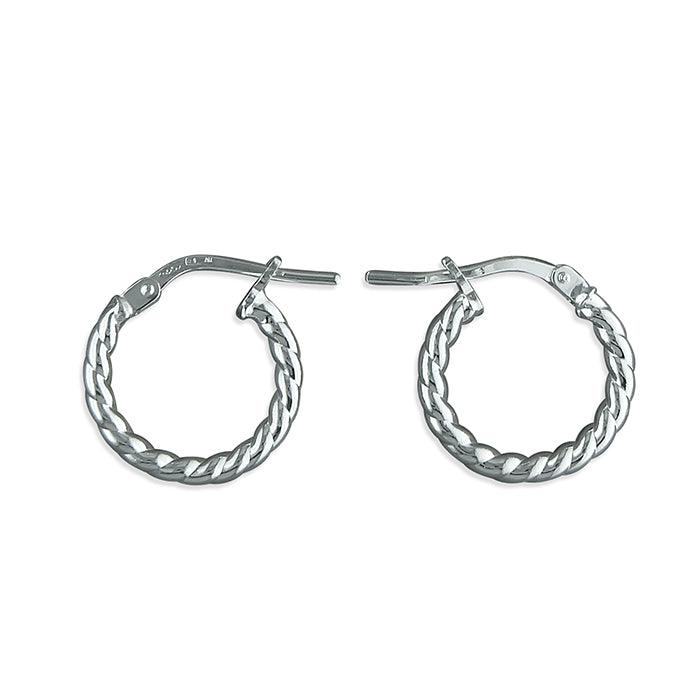 Silver hinged wire hoop earrings complete with presentation box