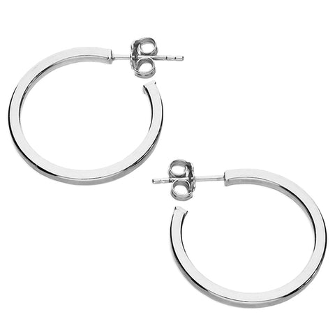 Silver hoop earrings complete with presentation box