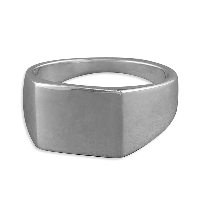 Silver Men's Plain Signet Ring complete with presentation box