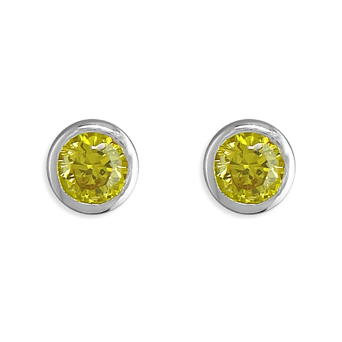 Silver Cubic Zirconia round stud earrings complete with presentation box