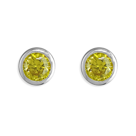 Silver Cubic Zirconia round stud earrings complete with presentation box