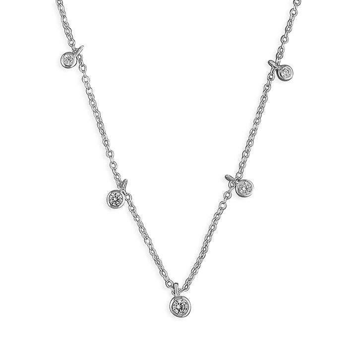Silver Cubic Zirconia necklet and chain complete with presentation box