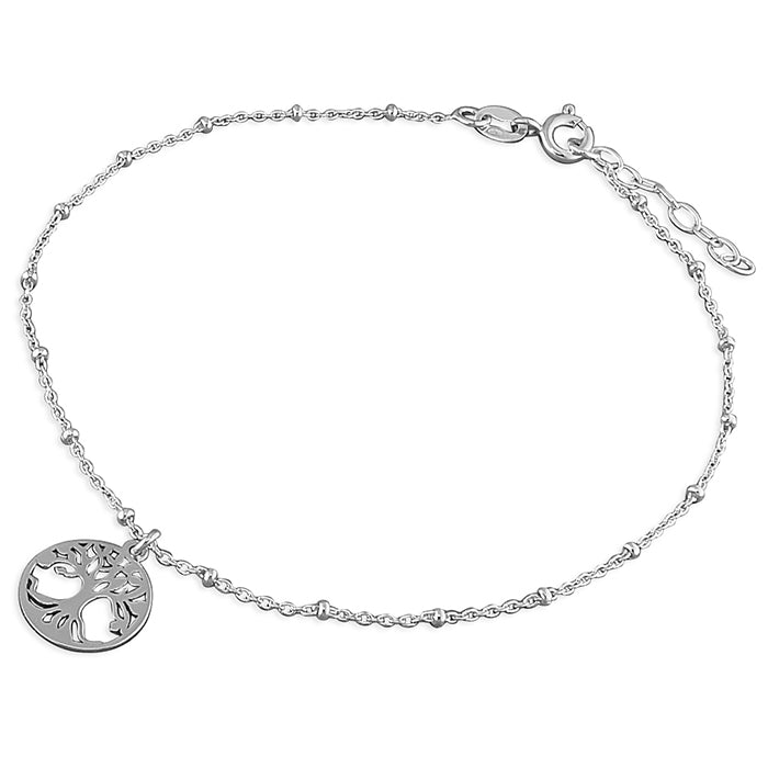 Silver Tree of Life Chain Anklet complete with presentation box