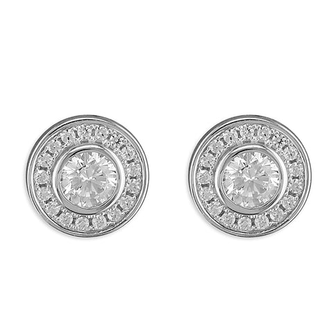 Silver Cubic Zirconia stud earrings complete with presentation box