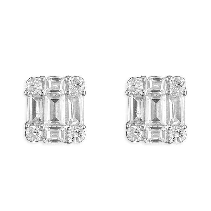 Silver Cubic Zirconia stud earrings complete with presentation box