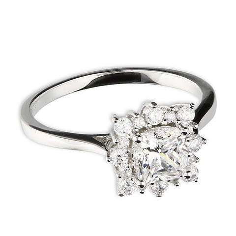 Silver Cubic Zirconia Cluster Ring complete with presentation box