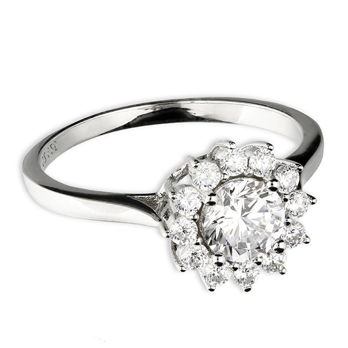 Silver Cubic Zirconia Cluster Ring complete with presentation box