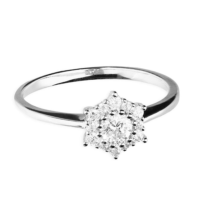 Silver Cubic Zirconia Cluster Ring complete with presentation box