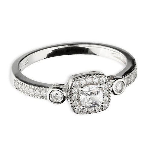 Silver Cubic Zirconia Cluster Ring complete with presentation box