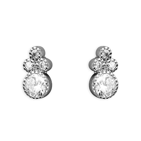 Silver Cubic Zirconia stud earrings complete with presentation box