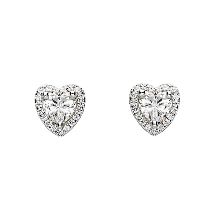 Silver Cubic Zirconia stud earrings complete with presentation box