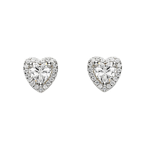 Silver Cubic Zirconia stud earrings complete with presentation box