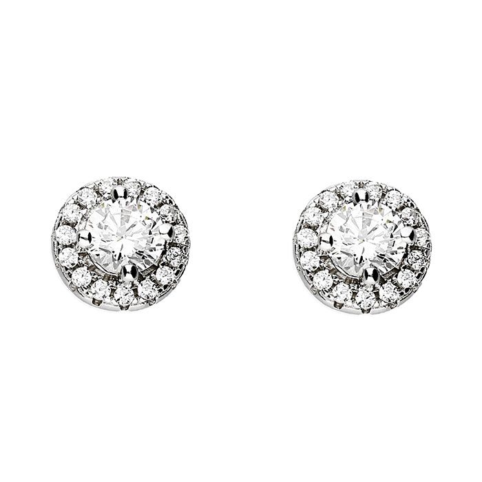 Silver Cubic Zirconia stud earrings complete with presentation box
