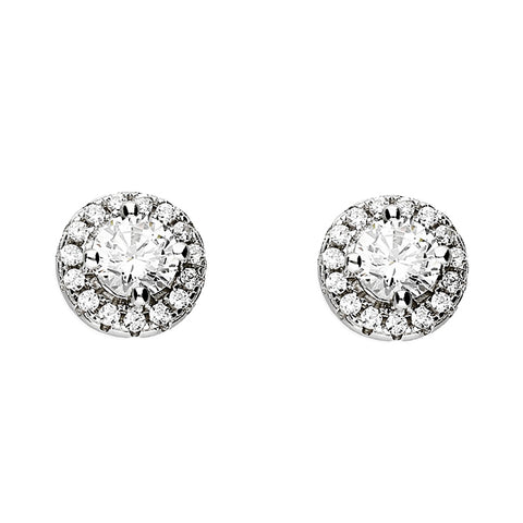 Silver Cubic Zirconia stud earrings complete with presentation box